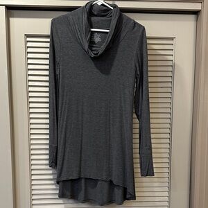 Cuddl Duds Heather Gray Softwear with Stretch Cowl Neck Tunic Top